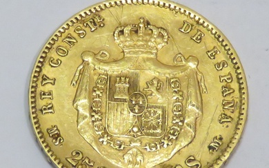 Pièce en or de 25 Pesetas "Alfonso XII" datée de 1881. Poids : 8g06. Diam...
