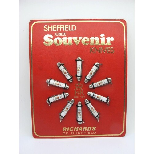 Pocket Knife Shop Display Card with Ten Knives, from Sheffie...