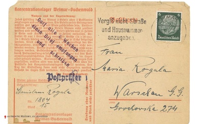 Postcard Sent From KL Buchenwald by Polish Prisoner in 1941