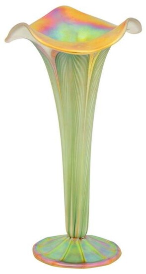 Quezal Art Glass "Pulled Feather" Vase