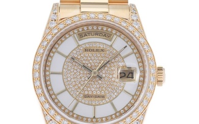 ROLEX Rolex Day Date Carousel 18388 Men's YG Diamond Watch Automatic Winding White Enamel Dial