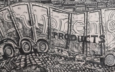 Red Grooms (American b. 1937), Truck 1, 1979, Lithograph Frame: 34 x 71 in. (86.4 x 180.3 cm.)