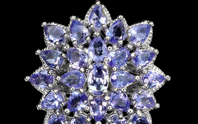 Ring in rhodium-plated sterling silver with Tanzanites.