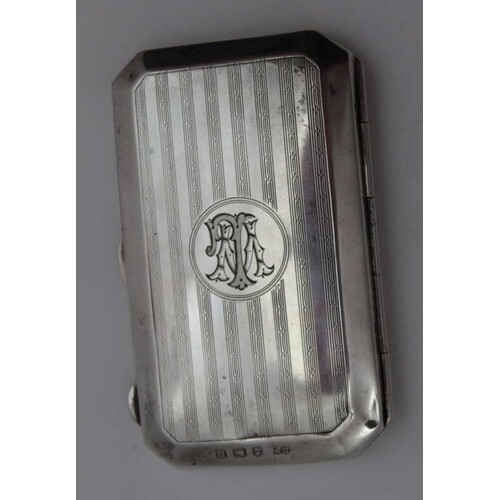 Robert Pringle & Sons, a silver card case, engine turned, mo...