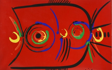Roberto Crippa (1921 - 1972) TOTEM acrilico su cartoncino applicato su tela, cm 50x70 firma...