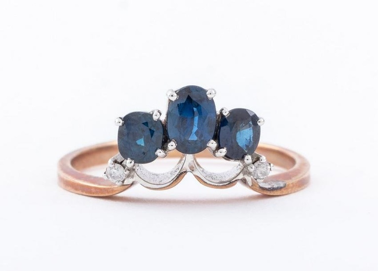 Rose Gold Platinum Sapphire & Diamond Ring