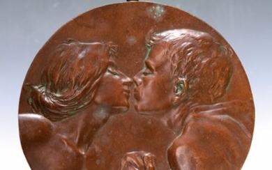 Round bronze plaque, designed by Hans Christiansen, around...