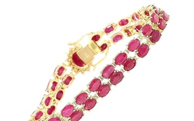 Ruby Diamond Bracelet 14K Yellow Gold