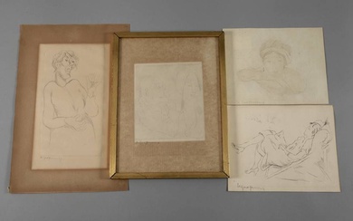 Rudolf Großmann, ensemble d'œuvres graphiques quatre travaux, chacun avec des représentations figuratives, gravures (une feuille...