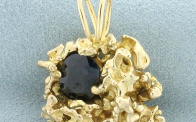 Sapphire Nugget Pendant in 14k Yellow Gold