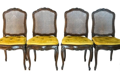 Set of 4 Walnut Caned Side Chairs