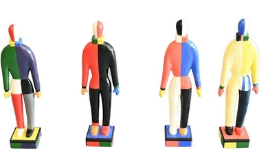 Set of Four Replica Papier Mache Figures of Clowns