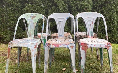 Set of Six French Multipl's Chairs in Stunning Mottled Paint