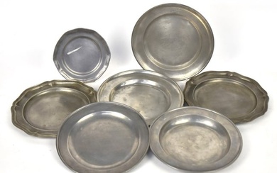 Seven Early Continental Pewter Plates