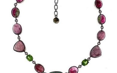 Lilia Lopez Sterling Silver and Tourmaline Necklace
