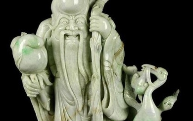 Shou Xin Gong Chinese Hand Carved Jadeite Figure