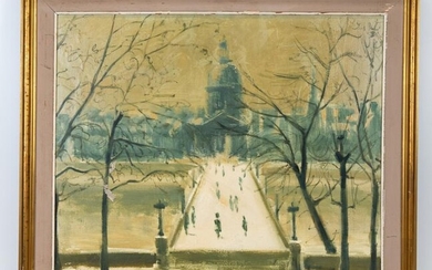 Signed Impressionist Winter City Scene