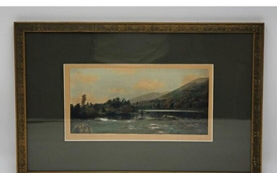 Signed Wallace Nutting Lithograph "The Equinox Pond"