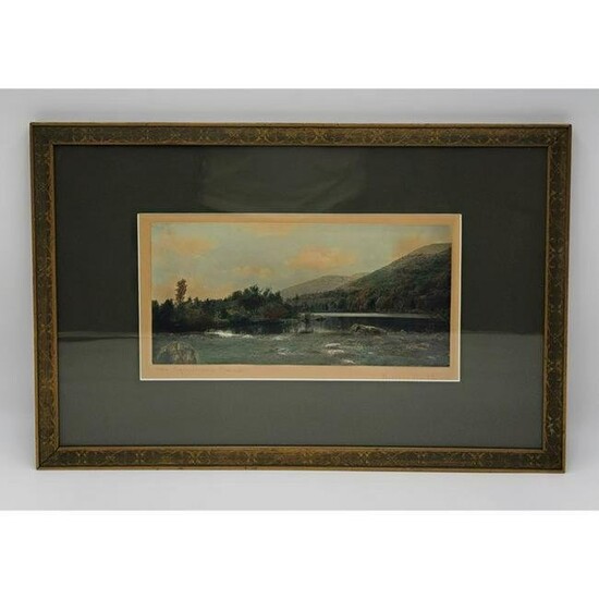 Signed Wallace Nutting Lithograph "The Equinox Pond"