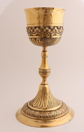 Silver gold plated chalice, 13 lothe, 812/000, on round