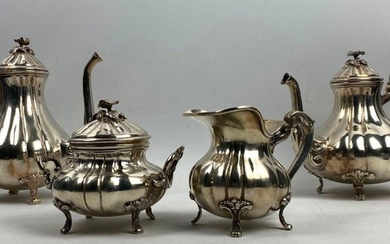 Silver tea and coffee set, four pieces.