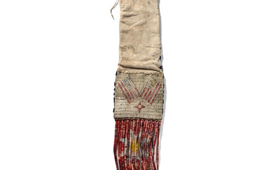 Sioux Quilled Hide Tobacco Bag, with American Flags