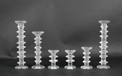 Six Timo Sarpaneva Festivo Glass Candlesticks