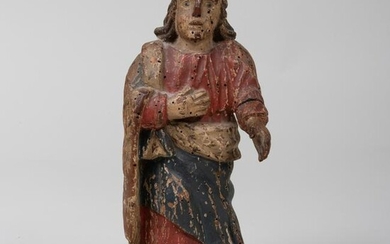 Small South American Painted and Carved Wood Figure of