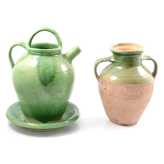 Small collection of green lead-glazed earthenware