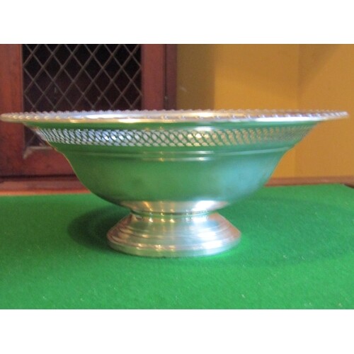 Solid Silver Fruit Bowl with Gadrooned Edge Decoration above...