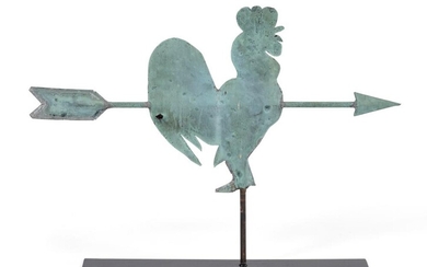 COPPER ROOSTER AND ARROW WEATHER VANE Circa 1900...