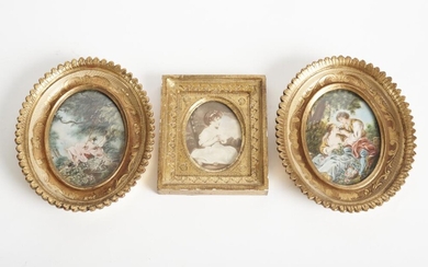 THREE FRAMED MINIATURES (TWO PAINTED AND ONE PRINT), LEONARD JOEL LOCAL DELIVERY SIZE: SMALL