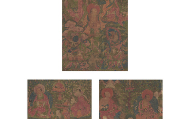 THREE PAINTINGS FROM AN ARHAT SET TIBET, 18TH CENTURY