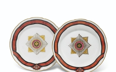 TWO PORCELAIN PLATES FROM THE SERVICE OF THE ORDER OF ST VLADIMIR