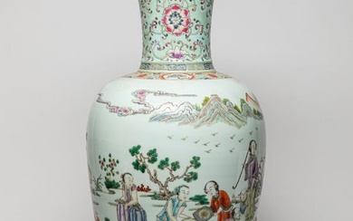 Tall Chinese Famille Rose Porcelain Vase