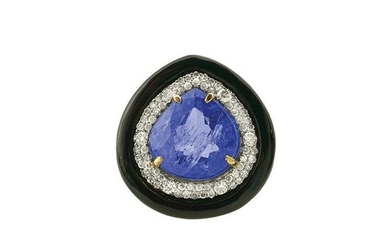 Tanzanite, Diamond and Onyx Ring
