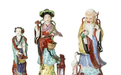 Three deities in Chinese porcelain