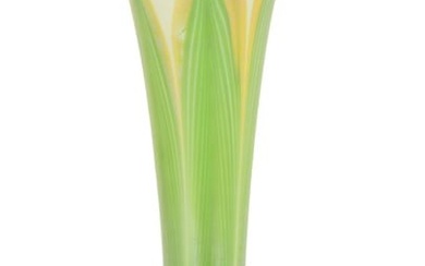 Tiffany Studios "Pulled Feather" Vase, Favrile Glass & Gilt Bronze