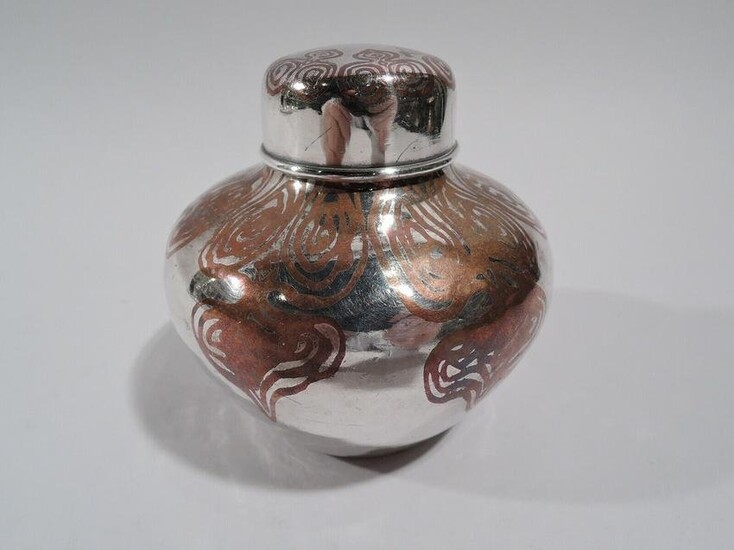 Tiffany Tea Caddy - 11975 - Ginger Jar - American Mixed Metal Silver & Copper