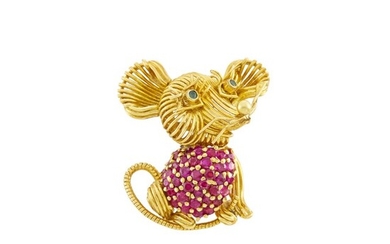 Tiffany & Co. Gold, Ruby and Emerald Mouse Pin