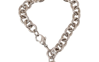 Tiffany & Co. Sterling Silver Bracelet W/ Heart-Shaped Charm Pendant