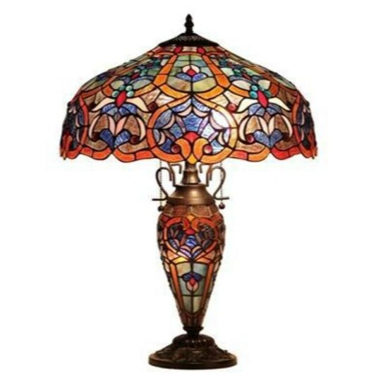 Tiffany-style Victorian Stained Glass Table Lamp