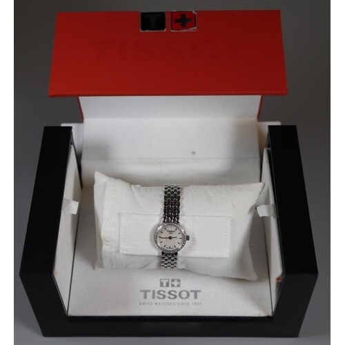 Tissot stainless steel lady's bracelet wristwatch with baton...