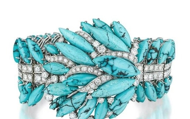 Turquoise and Diamond Convertible Bracelet/Pin