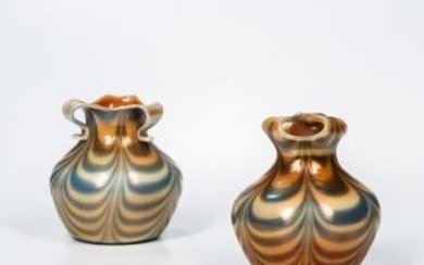 Two Imperial Art Glass Iridescent Vases