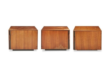 Two John Kapel for Glenn of California modern walnut bar cabinets Circa 1960s Each: 24.25" H x 28" W