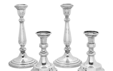 Two Pairs of Sterling Silver Candlesticks