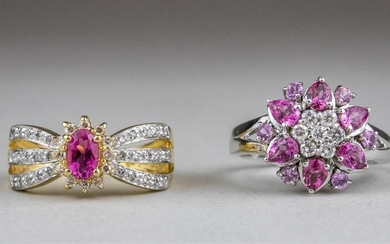 Two Pink Sapphire & Diamond Rings *