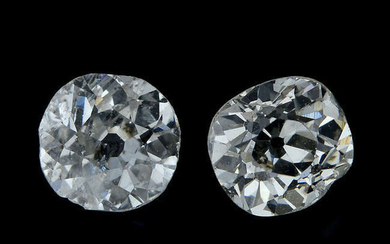 Two old-cut diamonds, total weight 1.02cts.
