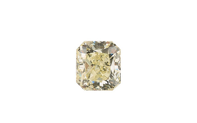 Unmounted Fancy Light Yellow Diamond The cut-cornered rectangular brilliant...